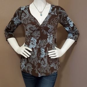 ANTICIPATION brown & blue twist front top S